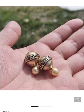 Dior Round Sphere Banner Gold Tone Hugger Earrings